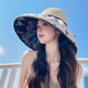 逸兼大帽沿遮陽帽遮陽百搭帽子女款夏季蝴蝶結(jié)漁夫帽可折疊遮陽帽 大帽檐遮陽帽【米色可調(diào)節(jié)】