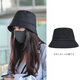 佰薏 黑色漁夫帽帽子女韓版潮男百搭夏天遮陽(yáng)防曬網(wǎng)紅盆帽 ZY-38黑色 M(56-58cm)