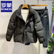 羅蒙（ROMON）冬季羽絨服男潮牌肌理感立領(lǐng)加厚白鴨絨外套韓版短款保暖面包服男 黑色8100【冬季新款】 2XL 145-160斤