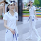 袋鼠（DaiShu）小個子女士運動服套裝網(wǎng)紅夏季新款休閑時尚兩件套爆款洋氣減齡 白色 L(建議100斤-115斤)