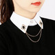 IFSONG美宋新品假領(lǐng)子女款百搭白色襯衣領(lǐng)秋冬季配毛衣領(lǐng)子裝飾假衣領(lǐng) 黑色復古花紋 均碼 (建議80-130斤)