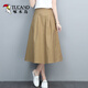 啄木鳥(niǎo)文藝100純棉半身裙女2026新款薄款中長(cháng)款松緊高腰顯瘦百搭寬松A字 卡其色兩邊袋扣 XL 建議115-125斤左右