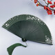 締晶古風(fēng)扇子折扇中國(guó)風(fēng)夏季便攜古代漢服旗折疊小竹扇子櫻花舞蹈扇女 綠色櫻花扇（墨綠扇墜）+扇盒