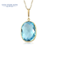 GEM STONE KING瑞士藍(lán)托帕石項(xiàng)鏈女14K金10克拉單顆簡(jiǎn)約毛衣鏈送女友情人節(jié)禮物