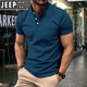 JEEP SPIRIT2025新款美式復(fù)古T恤男歐美夏季純色短袖男士時尚亨利領(lǐng)打底上衣 孔雀藍(lán) S 尺碼偏大點(diǎn)