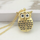 美芙仁卡通男孩少女甲殼蟲(chóng)懷表女孩兒童男孩掛表甲殼蟲(chóng)懷表女孩七星瓢蟲(chóng) 貓頭鷹-金色(配皮繩項鏈) 