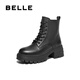 百麗（Belle）七夕禮物厚底增高馬丁靴女商場款真皮戶外短靴3N140DD4預售 黑色-單里 36 (230mm)