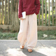亂在江南民族風(fēng)棉麻保暖夾薄棉褲女冬季新款松緊腰復古休閑純色寬松蘿卜褲 麻色 均碼