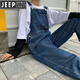 JEEP SPIRIT2025春夏新款大碼胖子牛仔背帶褲男潮流寬松情侶工裝吊帶褲工作服 淺藍色(城市輕戶(hù)外) M