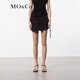 MO&Co.牛仔裙褲夏搖滾風(fēng)黑牛低腰解構圍裹式工裝口袋棉質(zhì)短褲摩安珂 牛仔黑色 S 26