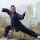 武當亞麻對襟三寶領道士服裝男春夏季乾坤道服女正一居士太極服 藏青色套裝 S 100-120斤