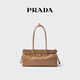 PRADA/普拉達【禮物】女士Prada Bonnie中號牛皮革手提單肩包 豆沙色
