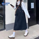 NASALIKE牛仔背帶裙女夏季減齡連衣裙小個子2025新款韓版梨形身材女裝春裝 藍(lán)灰色 M