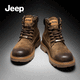 Jeep吉普馬丁靴男靴春季英倫風(fēng)工裝靴子男鞋戶(hù)外高幫男款作戰靴子 卡其色 41