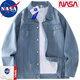 NASA RHUDE春季外套男休閑牛仔夾克男衣服潮流男裝外套潮流牛仔夾克男衣服 藍色 XL (建議體重140-155斤)