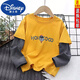 迪士尼高檔品質(zhì)男童秋款假兩件卡通男孩純棉長(cháng)袖T恤春秋中大童帥氣春款