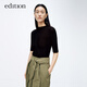 edition針織衫女春新款后背鏤空含羊毛鉤針風(fēng)微透修身上衣 黑色K05 L (170)