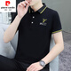 皮爾卡丹冰絲男士短袖polo 衫夏季時(shí)尚襯.衫領(lǐng)薄款夏裝有領(lǐng)半截袖上衣服 732黑色 XL