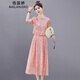 佰藍嬌高級感新中式國風(fēng)連衣裙女裝2025新款夏季小個(gè)子兩件套裝裙子夏天 粉色 M