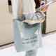雨凡學(xué)生帆布包單肩包女?huà)屵浔嘲渴痔岚n版布袋子大容量上班通勤 淡藍貓耳
