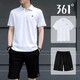 361°運(yùn)動套裝男裝夏季新款POLO衫短褲跑步套裝大碼運(yùn)動服健身服兩件套 本白/黑色 L(175/96A)男