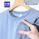 羅蒙（ROMON）冰絲網(wǎng)眼t恤男士短袖夏季薄款半袖上衣服男裝寬松休閑速干體恤衫 ET396藍(lán)色【網(wǎng)眼透氣】 3XL (適合160-175斤)