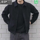 JEEP SPIRIT男士工裝牛仔夾克外套秋季寬松上衣服休閑男裝秋冬 黑色 百搭雙側(cè)袋牛仔外套【 常規(guī) L