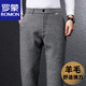 羅蒙（ROMON）羊毛休閑長褲男秋冬季厚款男士商務(wù)休閑西褲直筒寬松毛呢褲子 【舒適親膚】深灰 2XL【適合152-168斤】2.7-2.8尺腰圍