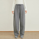 樂(lè )町甜美休閑褲子加絨闊腿褲學(xué)院風(fēng)韓系抽繩直筒休閑褲合集 鐵灰色保暖韓系休閑褲 L
