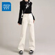 真維斯（Jeanswest）米白色垂感闊腿牛仔褲女春夏季新款復古窄版顯瘦直筒褲子女 M白色加長(cháng) 【身高160CM以上】 L 建議105-115斤 【卡碼拍大】