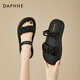 達(dá)芙妮（DAPHNE）兩穿涼拖鞋女夏外穿2024新款夏季仙女風(fēng)踩屎感平底百搭羅馬涼鞋 黑色 4cm 36 (230mm) 標(biāo)準(zhǔn)碼