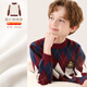 多妙屋男童毛衣兒童秋冬新款純棉毛線(xiàn)衣大童加絨加厚保暖針織青少年上衣 紅色-加絨 130