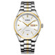 勞士頓生日禮物手表男機械表時(shí)尚簡(jiǎn)約商務(wù)防水雙日歷男士手表 間金白面鋼帶2168