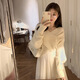 丹珠娜 針織連衣裙女裝秋冬新款韓版時(shí)尚小香風(fēng)裙子+交叉毛衣套裝女秋冬 米白色毛衣+網(wǎng)紗裙 S