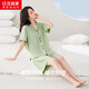 紅豆居家純棉睡衣女夏季薄款短袖開(kāi)衫女士家居服套裝淡灰綠170/92A