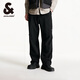 杰克·瓊斯（JACK&JONES）男裝秋季潮流加絨褲子傘兵褲工裝褲男直筒寬松休閑褲蓄熱保暖男褲 E40 黑色 M 偏大，建議拍小一碼