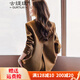 古緹琪（GURTILKI）高級感西裝外套女2023新款春秋氣質小個子韓版修身小西服職業(yè)套裝 咖啡色西裝+褲子 XL