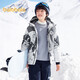 巴拉巴拉女童羽絨服冬季中長(cháng)款保暖童裝中大童加厚外套潮 白灰色 防水透濕-00312-1 165 cm