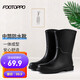 FOOTOPPO雨鞋時尚雨靴成人中筒防水靴女士水鞋女式防滑膠鞋水靴女 黑色中筒24cm 36