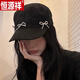 恒源祥蝴蝶結黑色棒球帽女ins大頭圍顯臉小鴨舌帽小眾春夏遮陽(yáng)防曬帽子 黑色 可調節