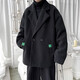 舉風(fēng)毛呢大衣男冬季翻領(lǐng)潮牌復古情侶裝寬松大碼英倫風(fēng)呢子外套男加厚 N6138黑色 L 【110-130斤】可穿