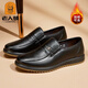 老人頭皮鞋男春季新款舒適軟底真皮透氣休閑皮鞋牛筋底特大碼男鞋爸爸 四季款黑色 41