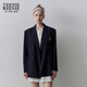 Teenie Weenie小熊西裝外套女春季休閑學(xué)院風(fēng)中長(cháng)款輕商務(wù)時(shí)尚簡(jiǎn)約西裝外套女 藏青色 S (160)