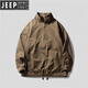 JEEP SPIRIT日系復(fù)古工裝夾克男潮流休閑外套男士半拉鏈套頭沖鋒衣春秋季美式 咖啡色(城市輕戶外) M(城市輕戶外)