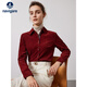 納維凱爾意大利小帆船女士全棉長(cháng)袖襯衫燈芯絨修身襯衣2333003506 紅 L 