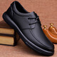 甘稻風(fēng)（GDFFON）男士春秋商務(wù)休閑手工皮鞋頭層牛皮厚底軟底軟面皮舒適系帶男鞋子 黑色 38