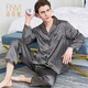 法奈蜜高檔重磅真絲睡衣男款夏季薄款長(cháng)袖長(cháng)褲套裝100%桑蠶絲春秋家居服 咸綠 XL