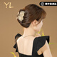 TsfulE.LY抓夾女發(fā)夾高級感花朵鯊魚夾后腦勺盤發(fā)發(fā)抓夾子頭飾時尚發(fā)飾 香檳色