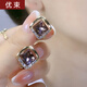 優(yōu)束菱形幾何耳環(huán)女耳墜2024新款高端輕奢設(shè)計(jì)感紫色耳釘圓耳飾 金色紫水晶耳釘銀針