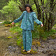 朵朵·可可秋冬季新款純棉親膚柔軟蝴蝶印花女家居服長袖睡衣套裝 墨綠 M (160)